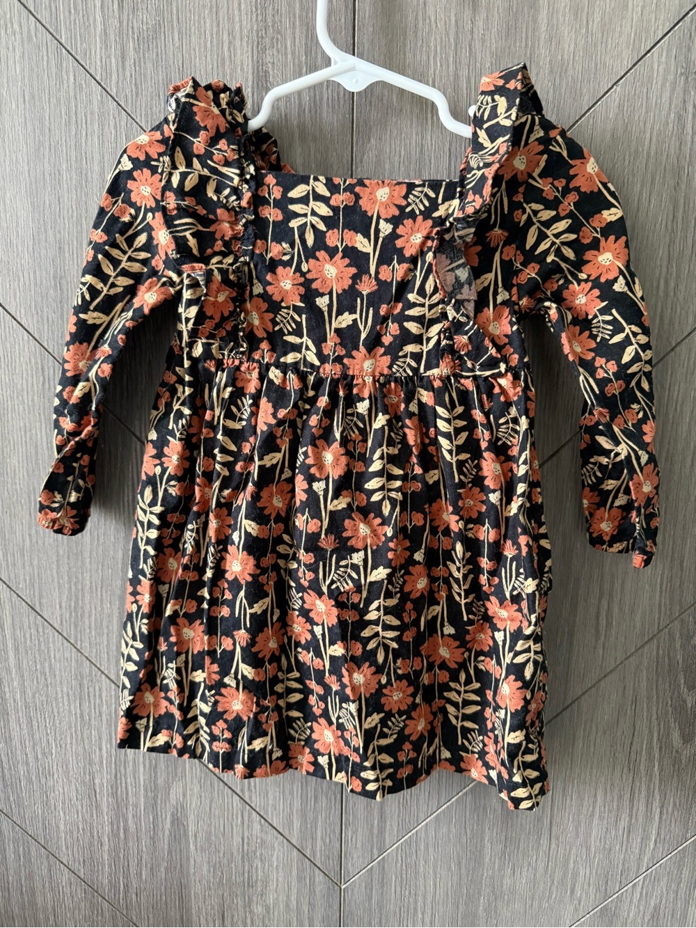 Carter’s Baby Girls Black Floral Long-Sleeve Ruffle Dress